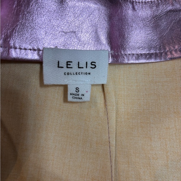 Le Lis Shimmering Faux Leather Metallic Lavender Mini Skirt - Picture 5 of 9